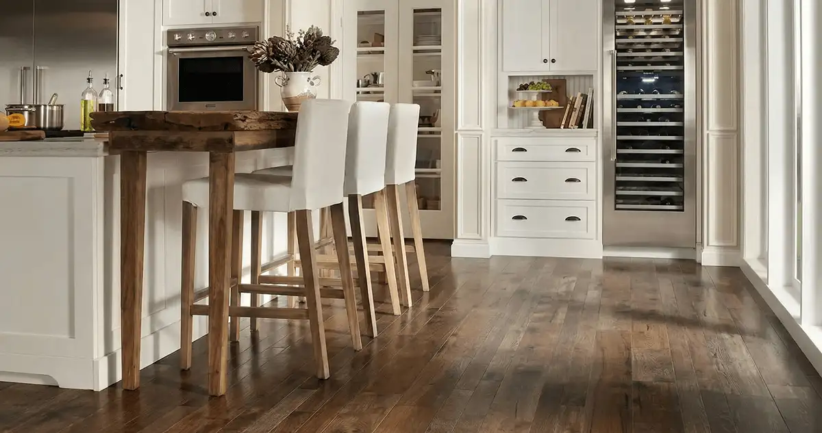 Professionally installed and refinished hardwood flooring in a residential home, showcasing smooth finish and natural wood tones in Fort Collins, CO